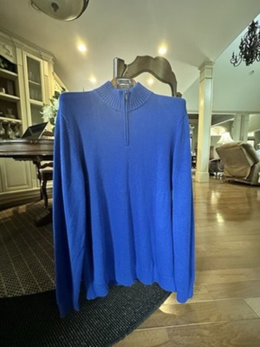 Goodthreads Men’s 100% Cotton Half Zip Sweater Bright Blue XL Tall Casual Knit